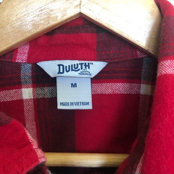 Duluth Trading Co. Flannel Button Down Shirt Womens Medium Red Plaid Gorpcore - Picture 3 of 9
